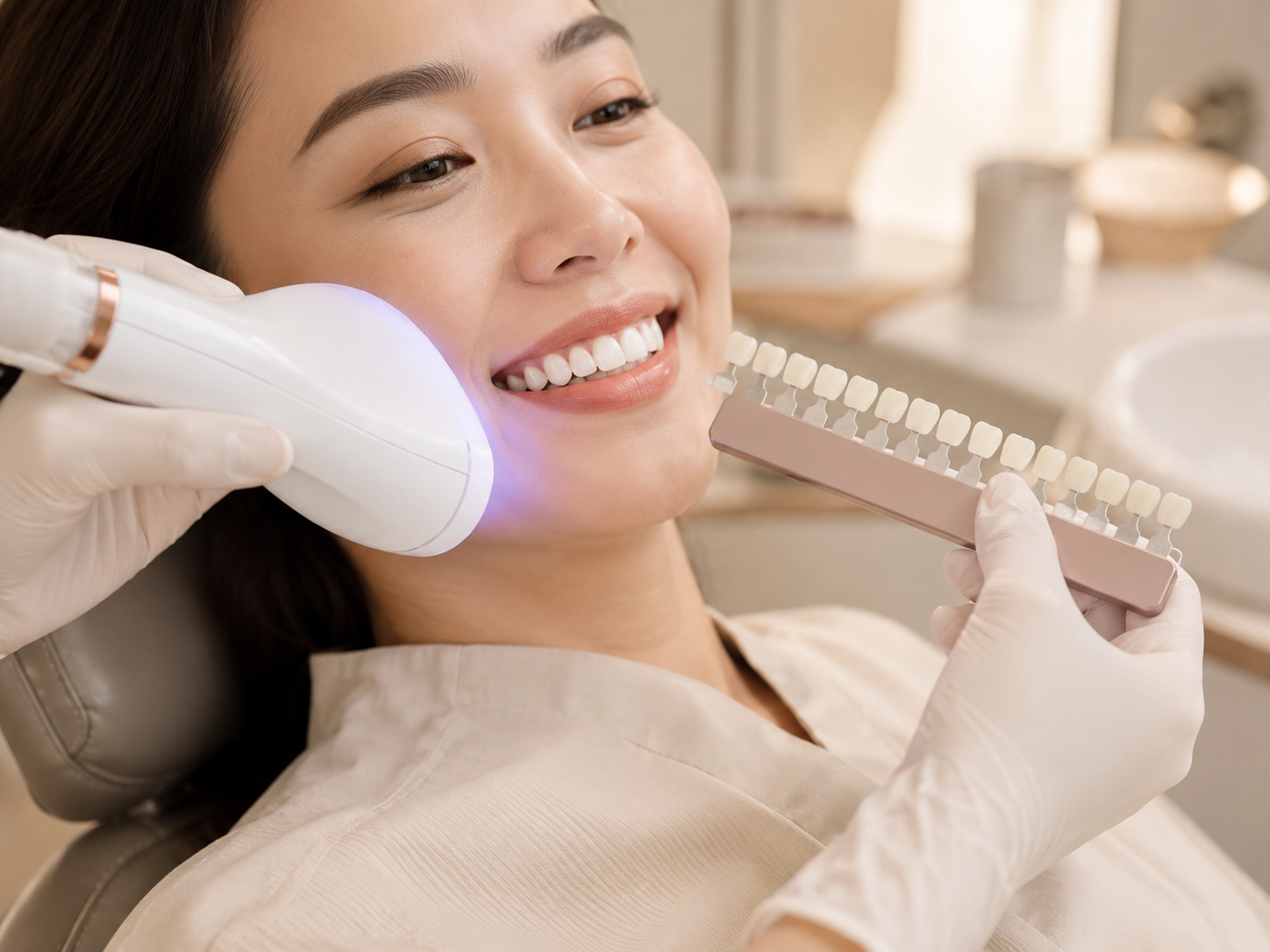Professional whitening assessment with a shade guide
